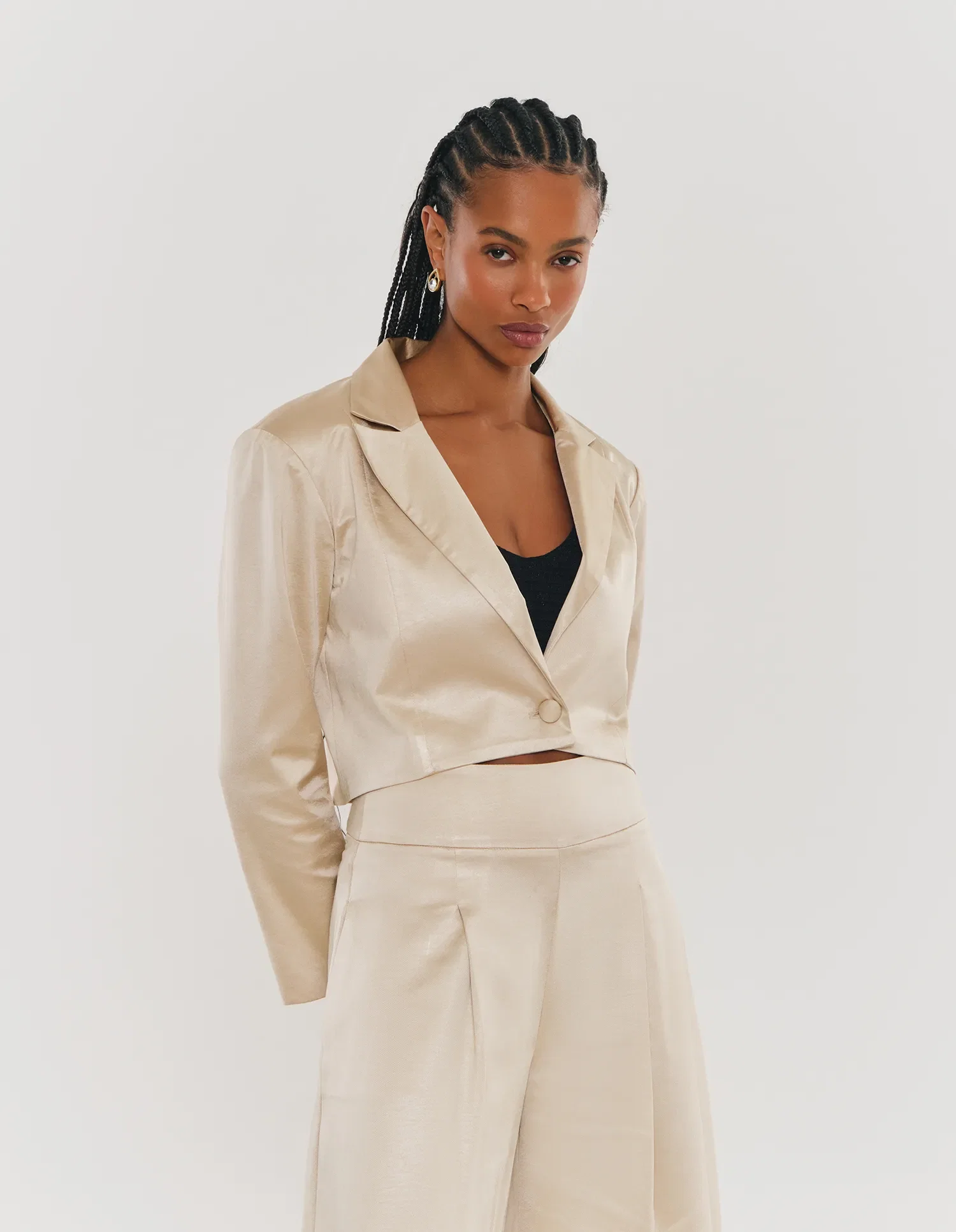Blazer Curto Alfaiataria - Dourado — imagem 1