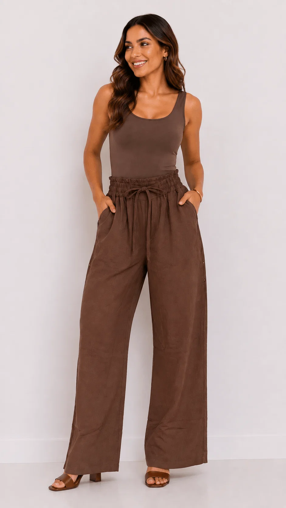 Calça Pantalona - Marrom