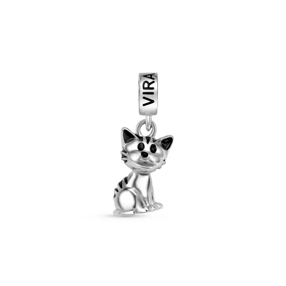 Pingente Life Animal Gato Malhado em Prata 925 com Esmalte — imagem 1