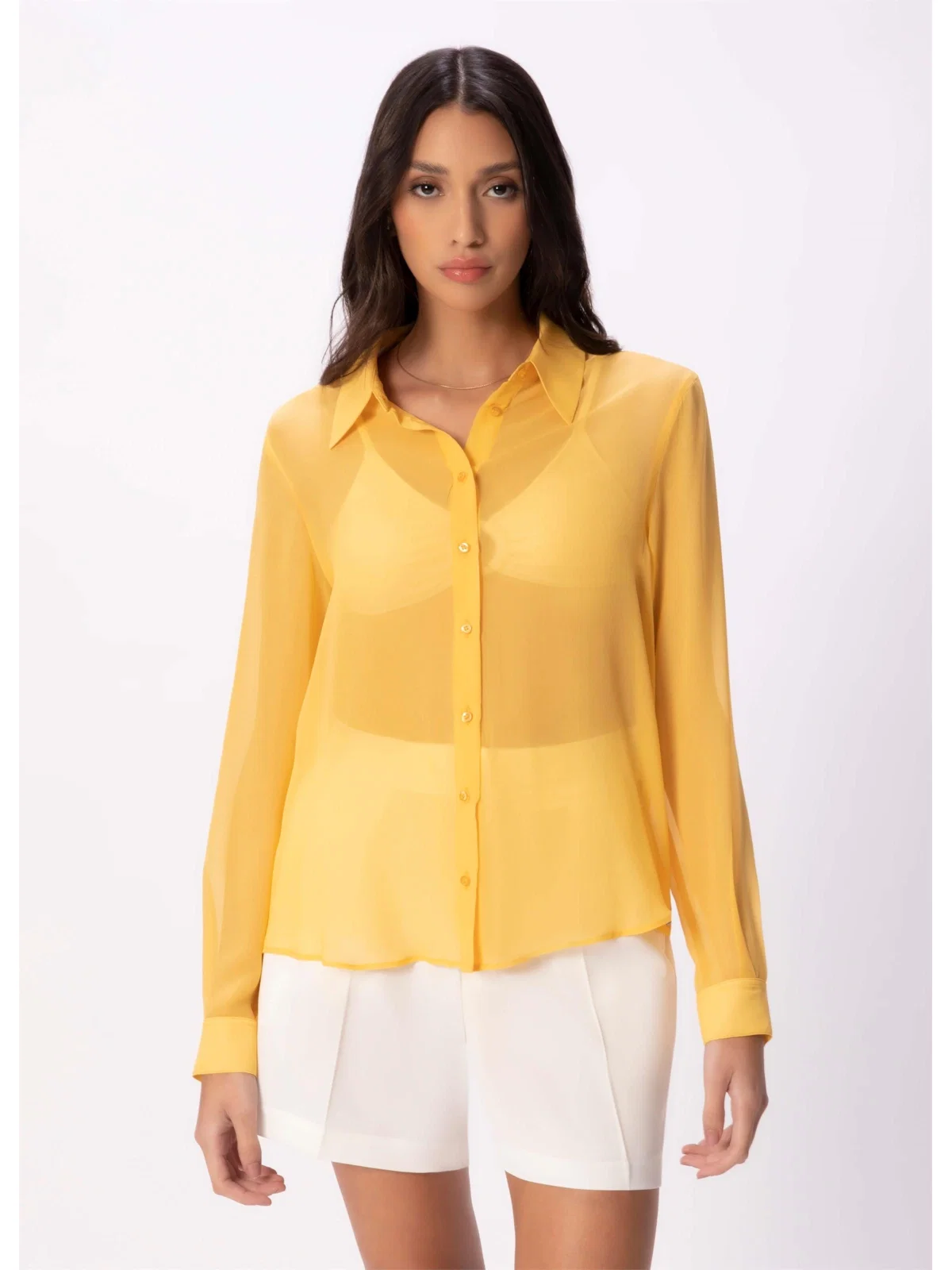 Camisa Pura Seda Ggt Amarelo