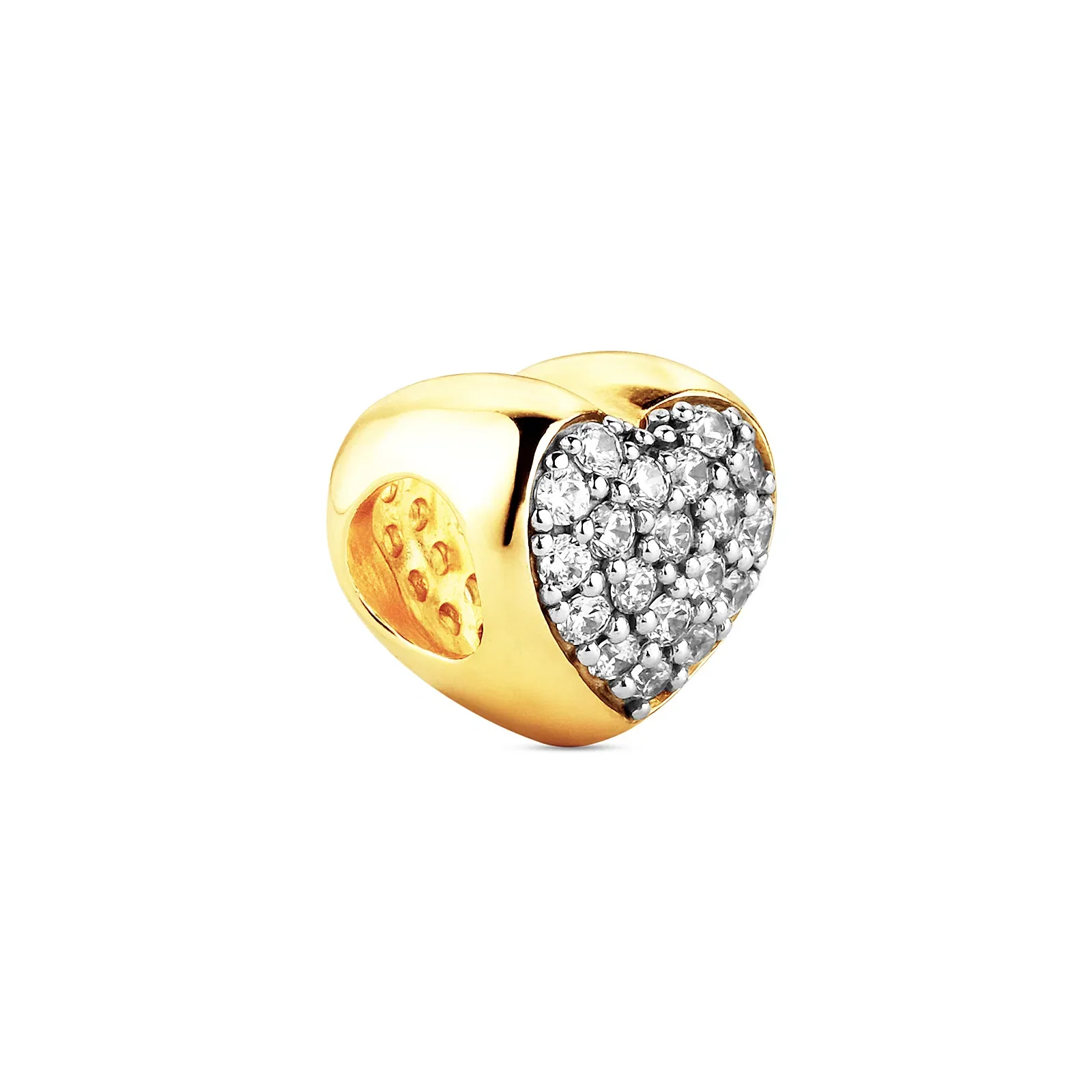 Separador Life Coração em Prata 925 com Banho de Ouro Amarelo 18k e Pedras Incolores