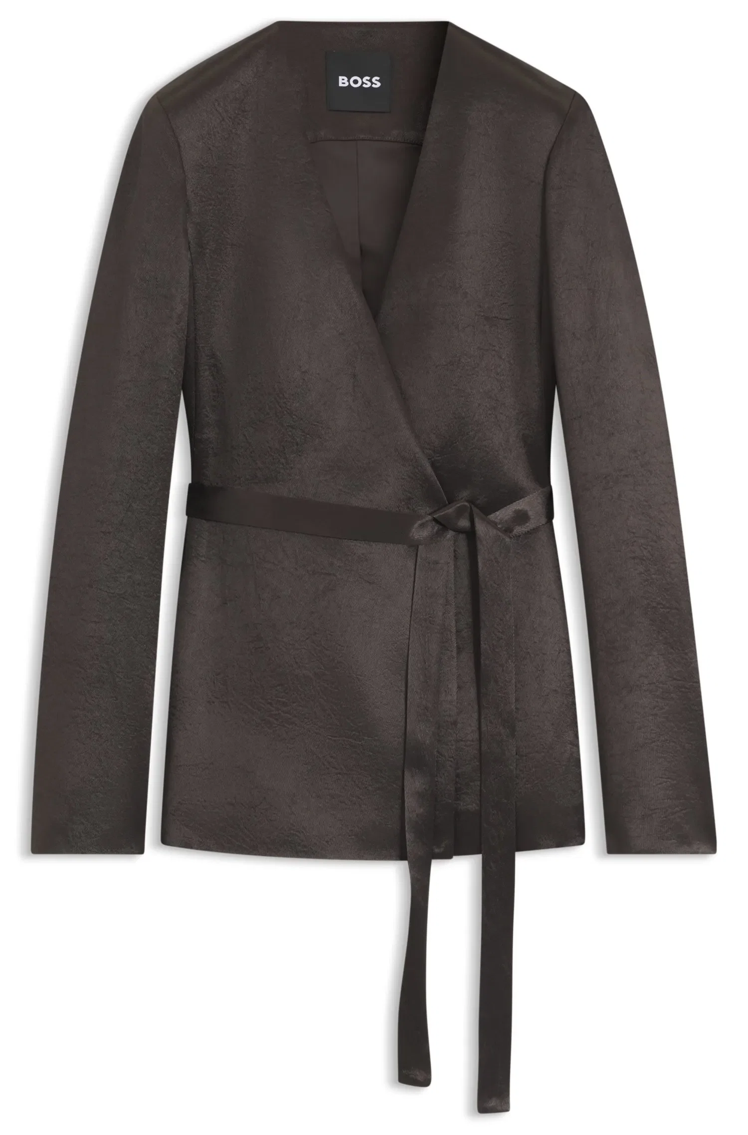 Blazer De Ajuste Slim Em Sarja Brilhante