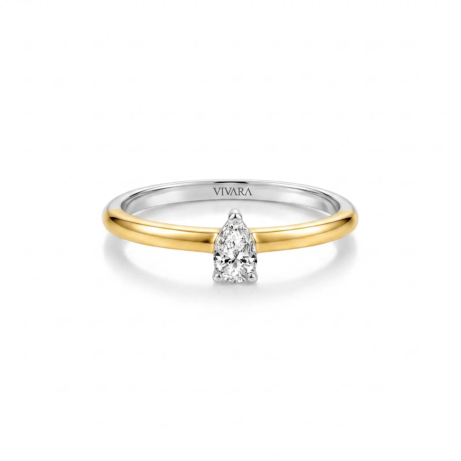 Anel Solitário Lume Gota em Prata 925 e Ouro Amarelo 18k com Diamante de Laboratório 0,17 ct — imagem 1