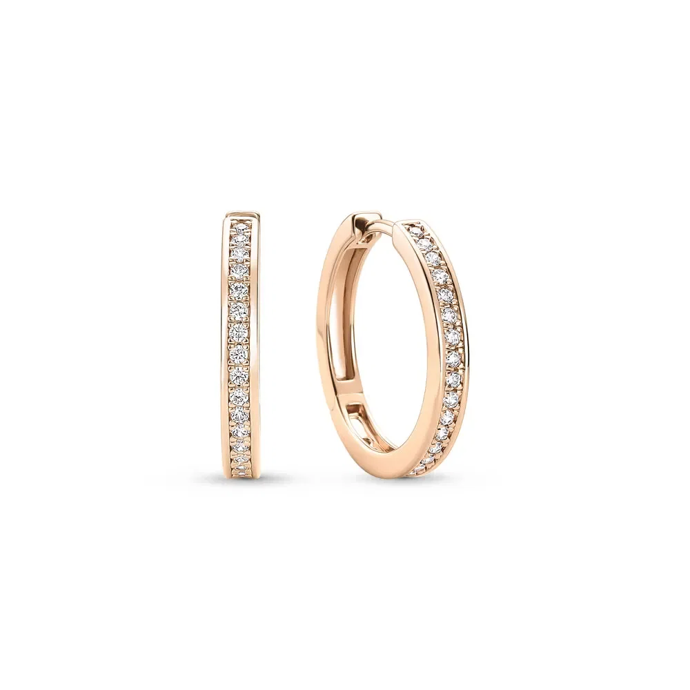 Argola Life Glam em Liga Rosé com Banho de Ouro Rosé 18k e Pedras Incolores, 18mm — imagem 1