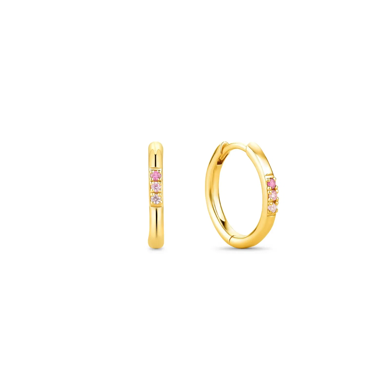 Brinco Life Shine em Prata 925 com Banho de Ouro Amarelo 18k e Pedras Rosas — imagem 1