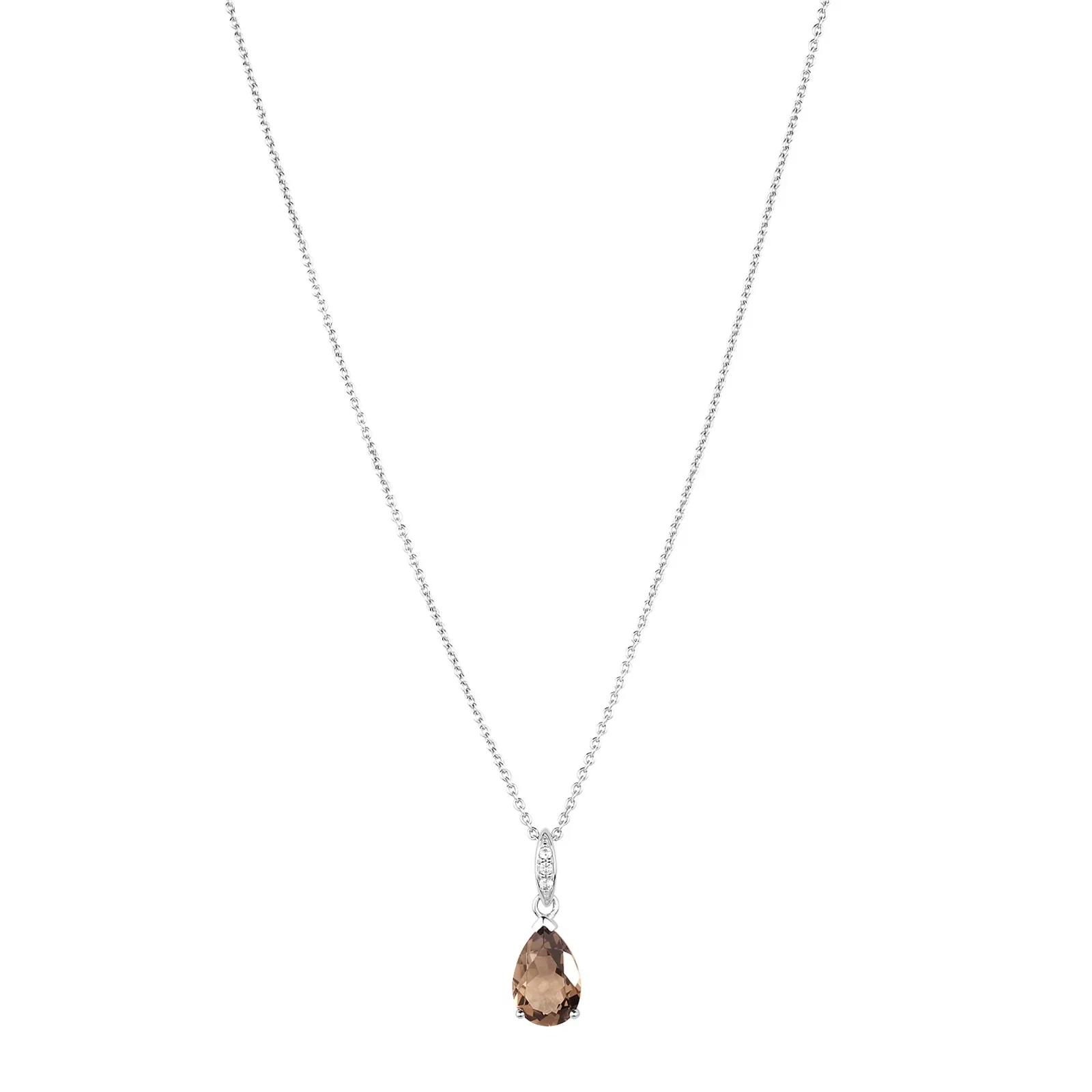 Colar Color Fumê em Prata 925 com Quartzo Fumê e Topázios Incolores, 45cm
