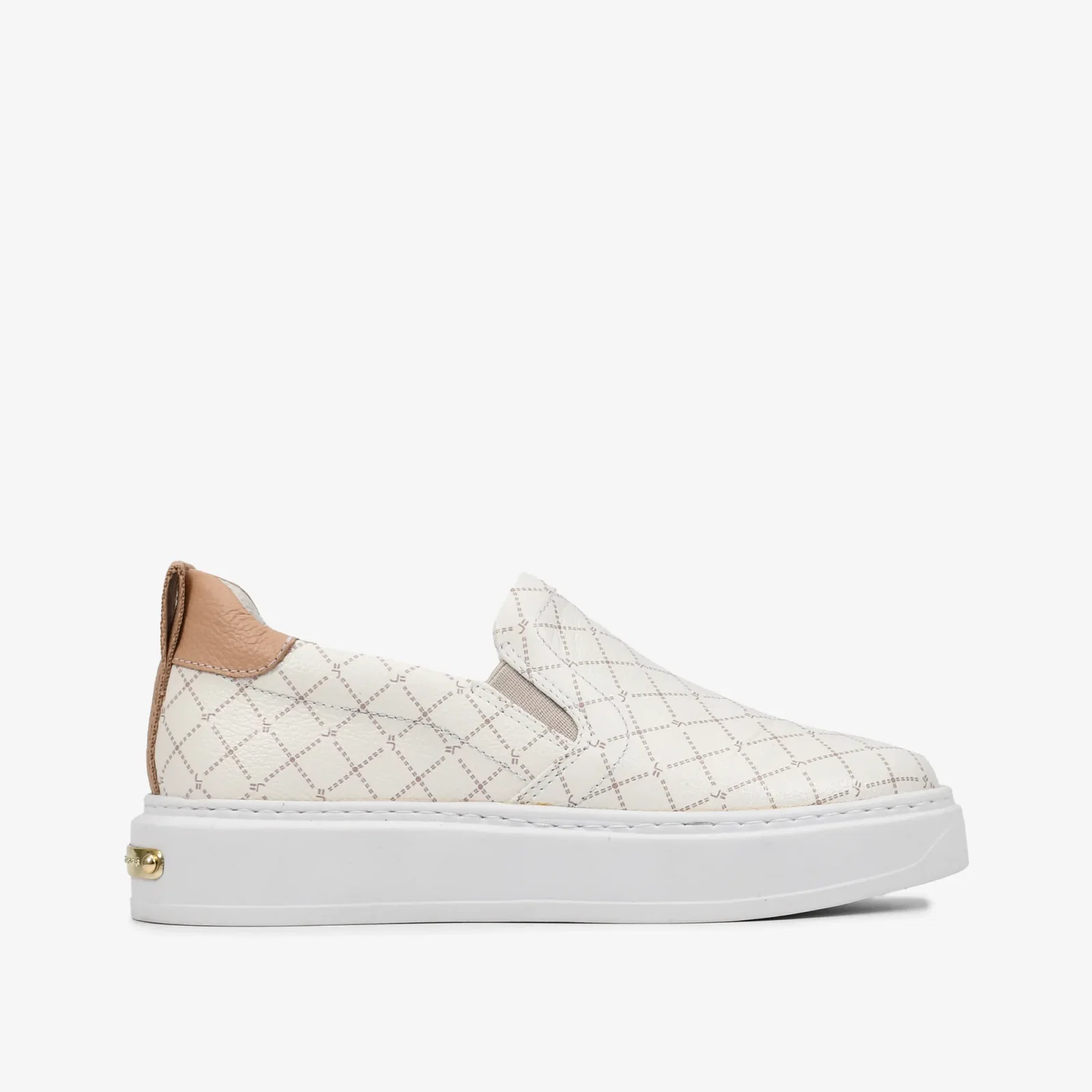 Tênis Slip On Nude Off White Monograma Jb Couro