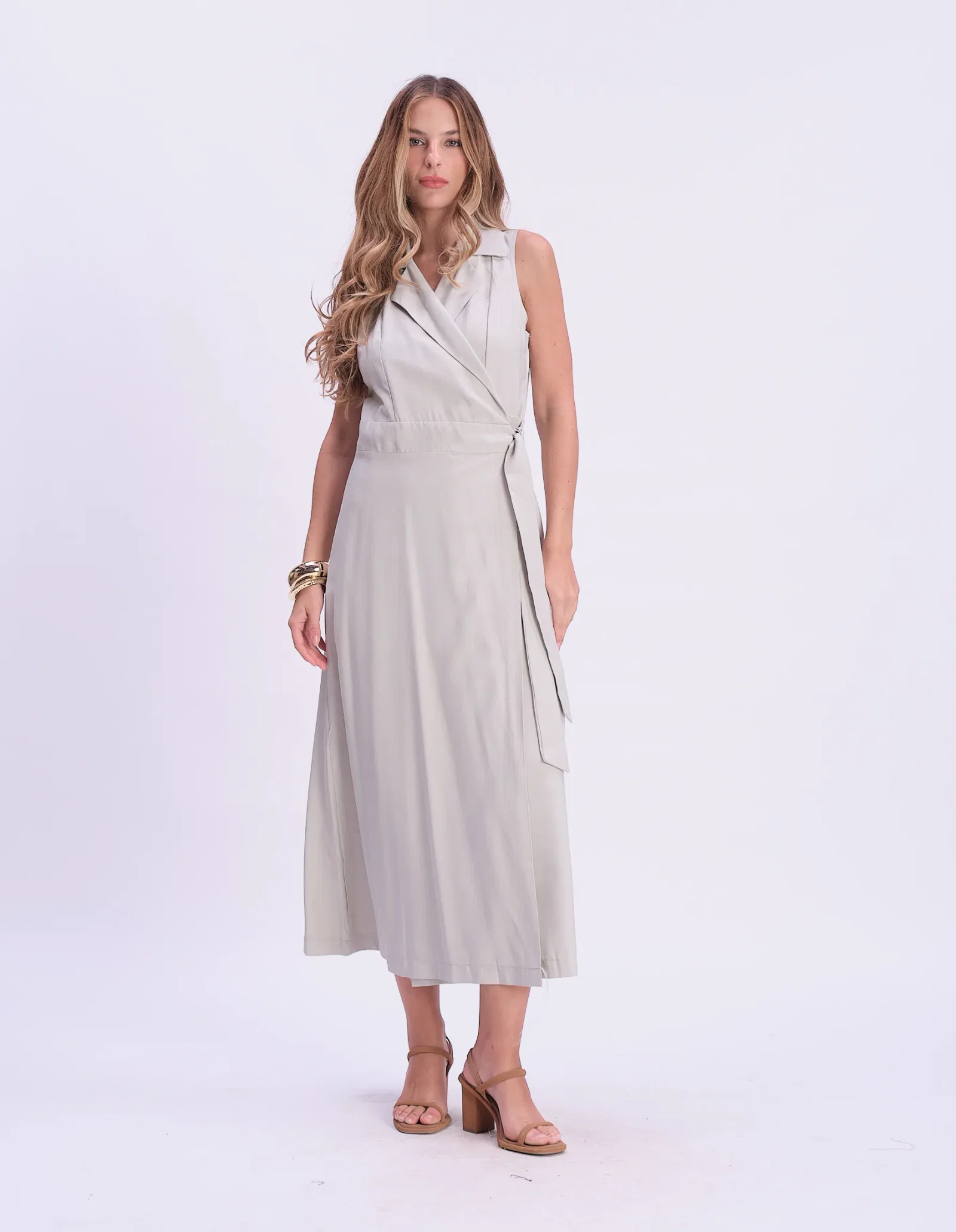 Vestido Longo Cache-Coeur Detalhe Gola - Verde — imagem 1