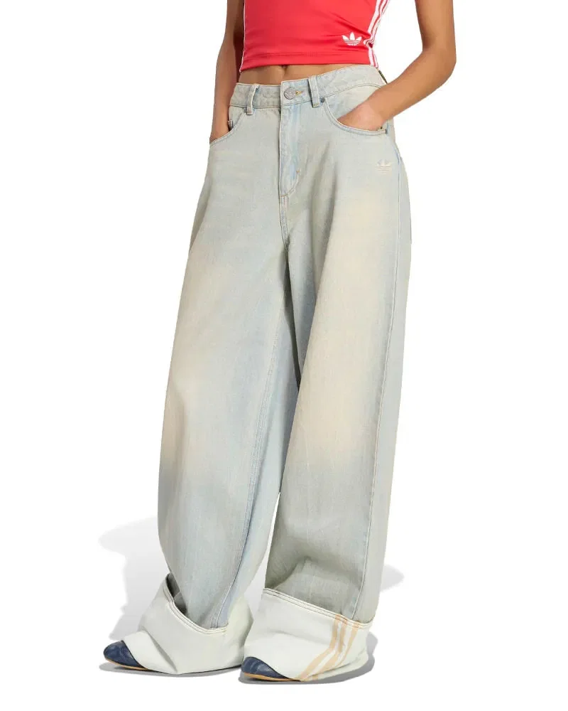 Calça Adidas Jeans Vintage Wide Leg Feminina — imagem 1
