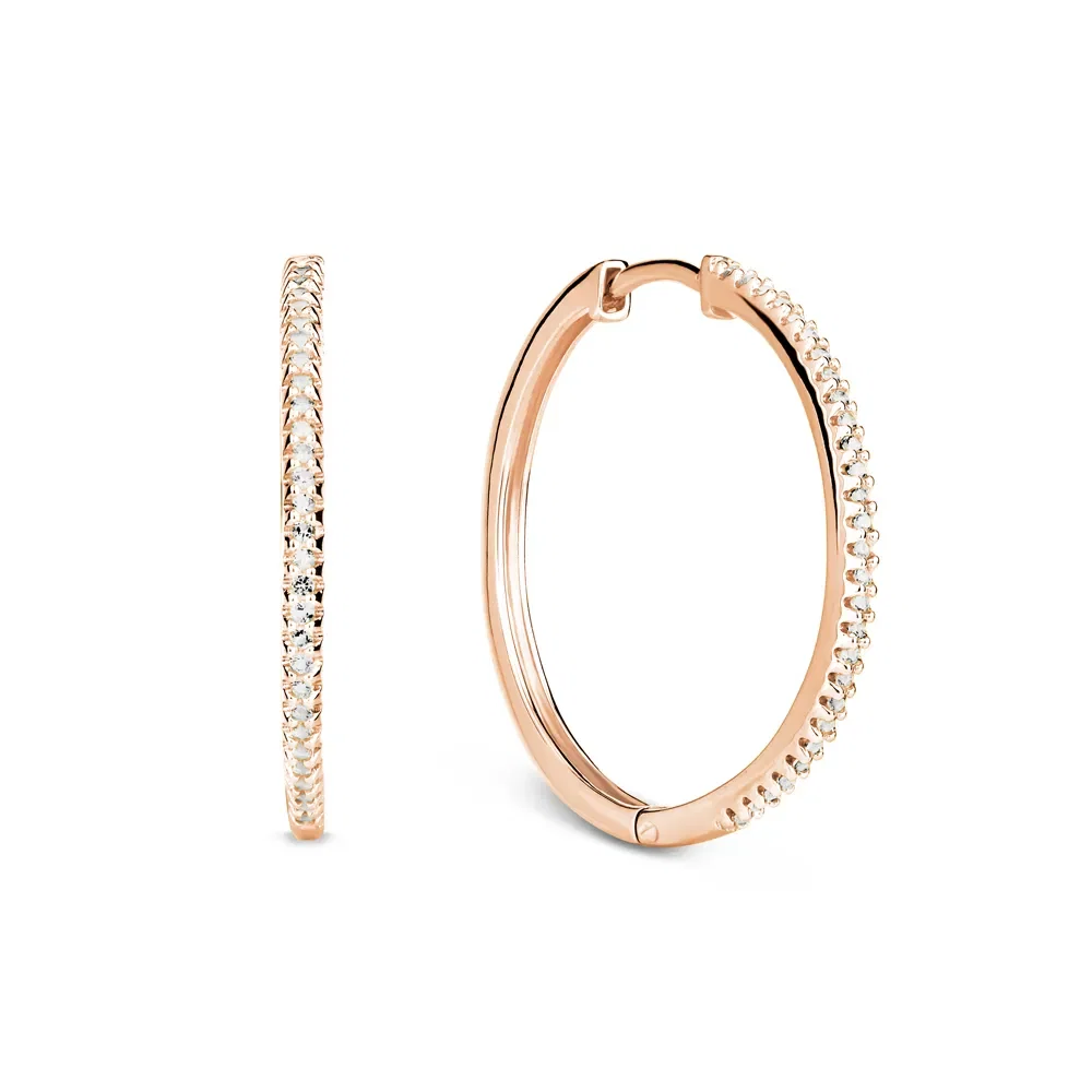Argola Life Pavê em Liga Rosé com Banho de Ouro Rosé 18k com Pedras Incolores, 25mm — imagem 1