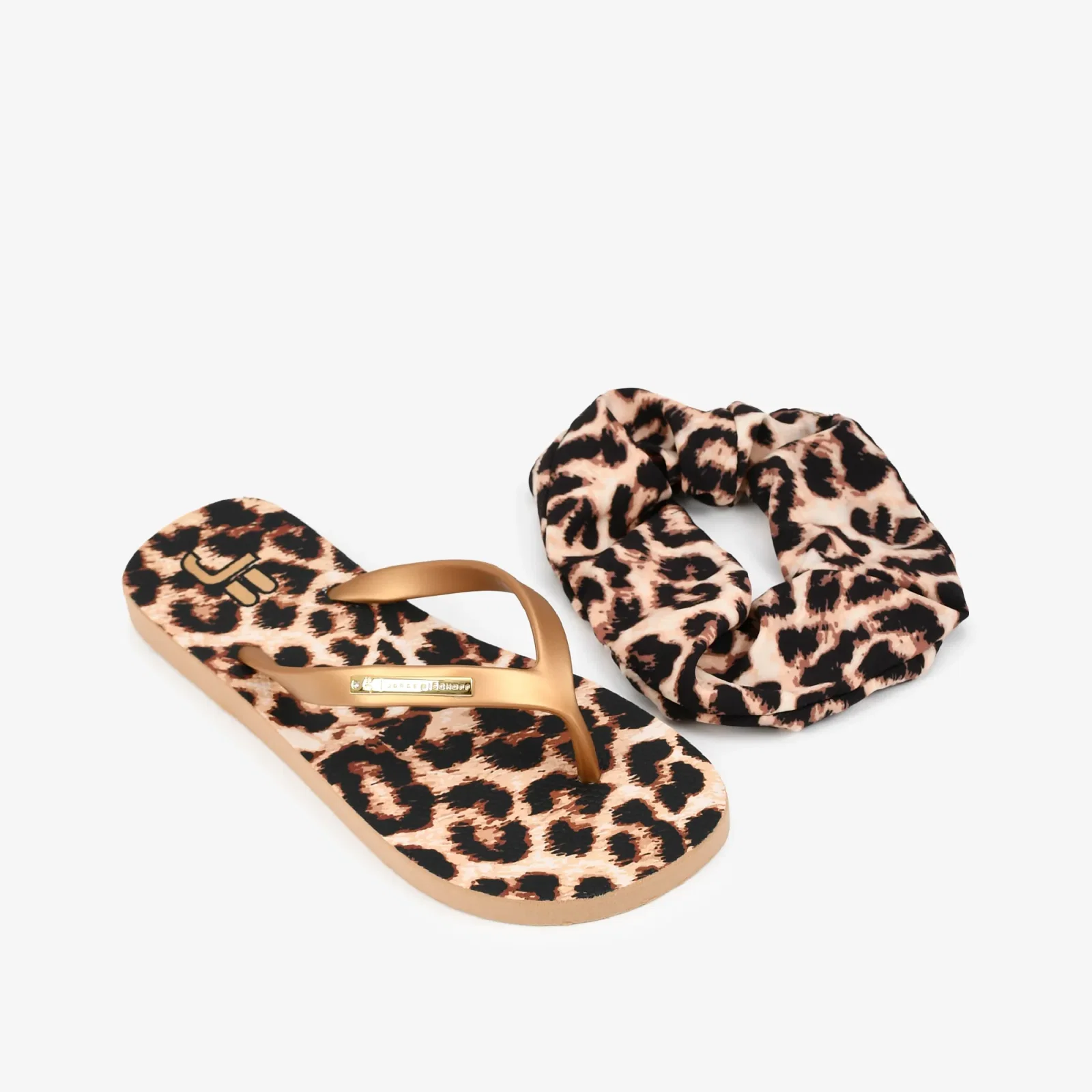 Kit Flat E Scrunchie Caramelo Onça Injetado