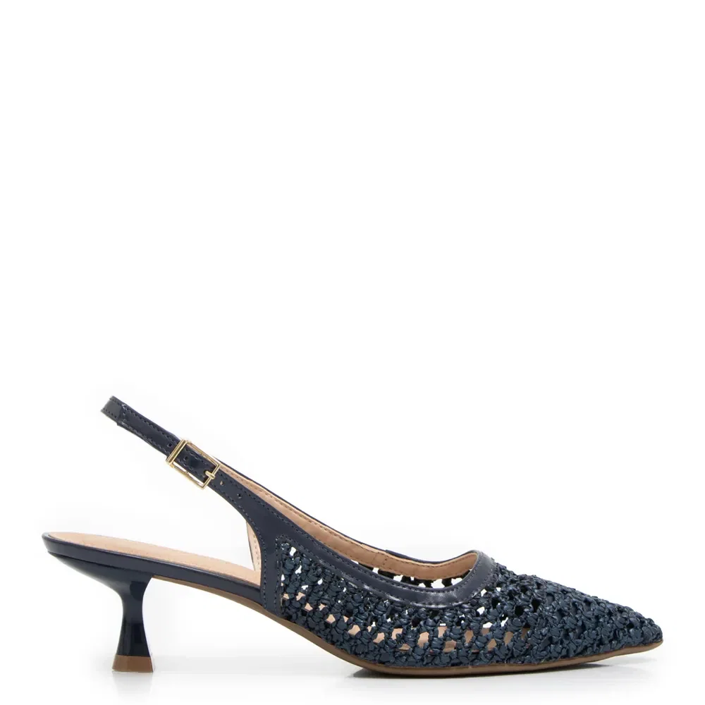 Scarpin Slingback Azul Tressê