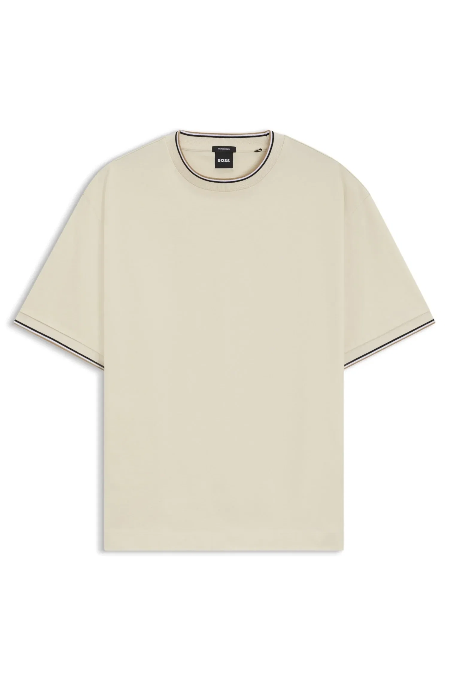 Camiseta De Algodão Mercerizado Com Punhos Com Listras — imagem 1