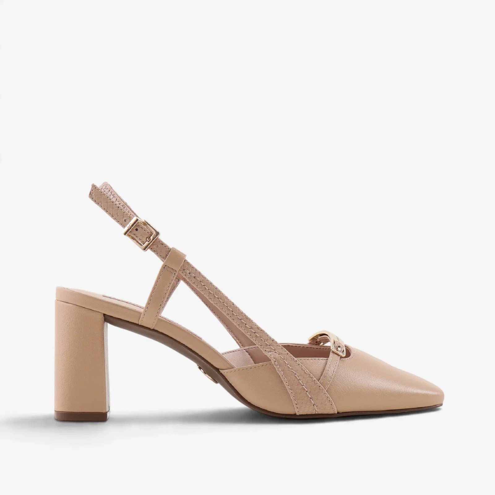 Slingback Nude Areia Couro
