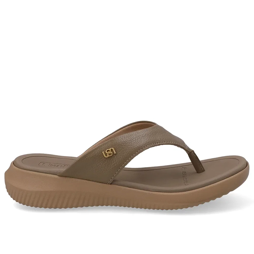 Chinelo Bico Redondo Couro Marrom