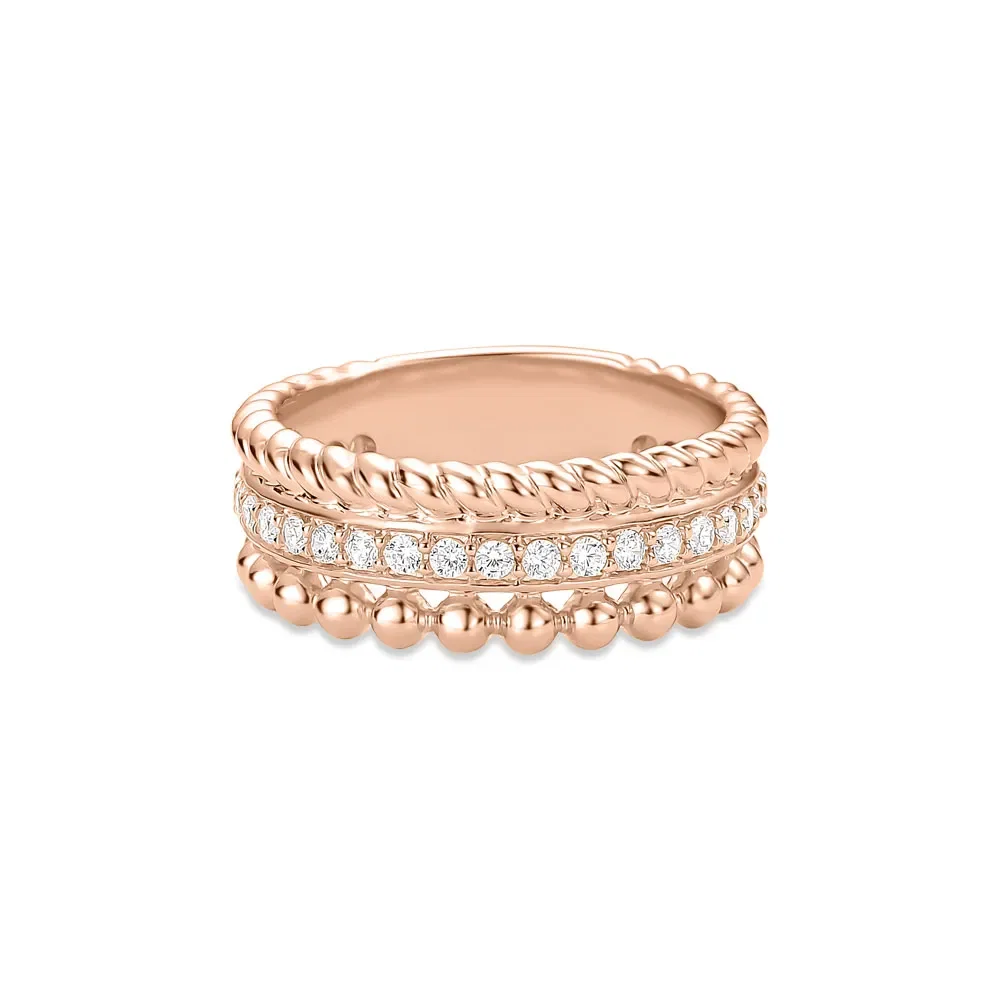 Anel Life Maxi II em Liga Rosé com Banho de Ouro Rosé 18k e Pedras Incolores
