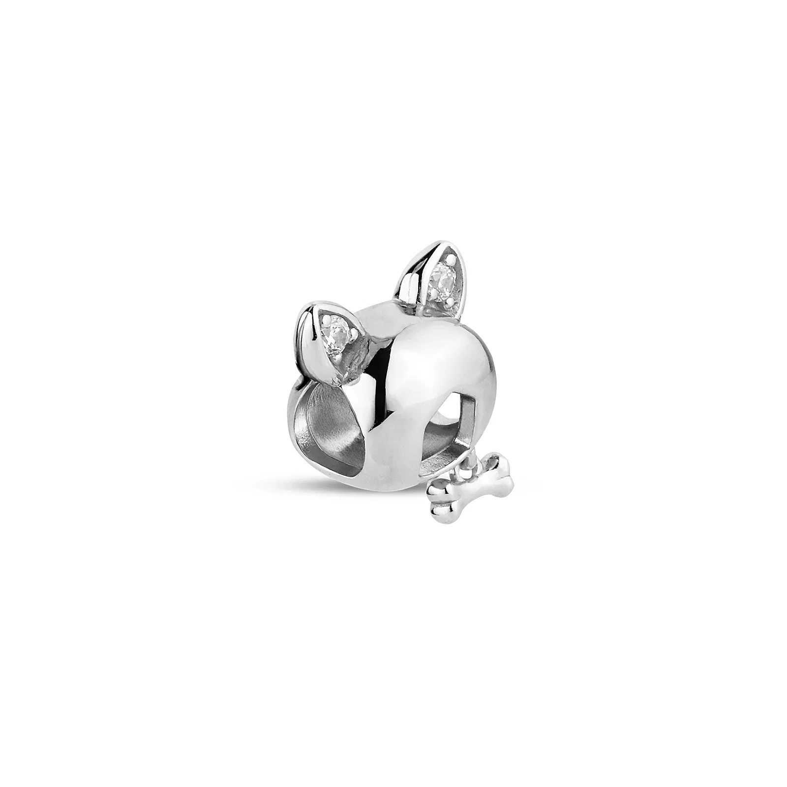 Separador Life Animal Dog e Osso em Prata 925 com Pedras Incolores — imagem 1