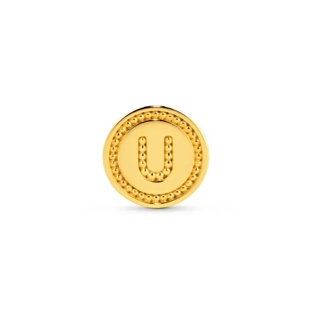 Pingente Life Letra U em Prata 925 com Banho de Ouro Amarelo 18k — imagem 1