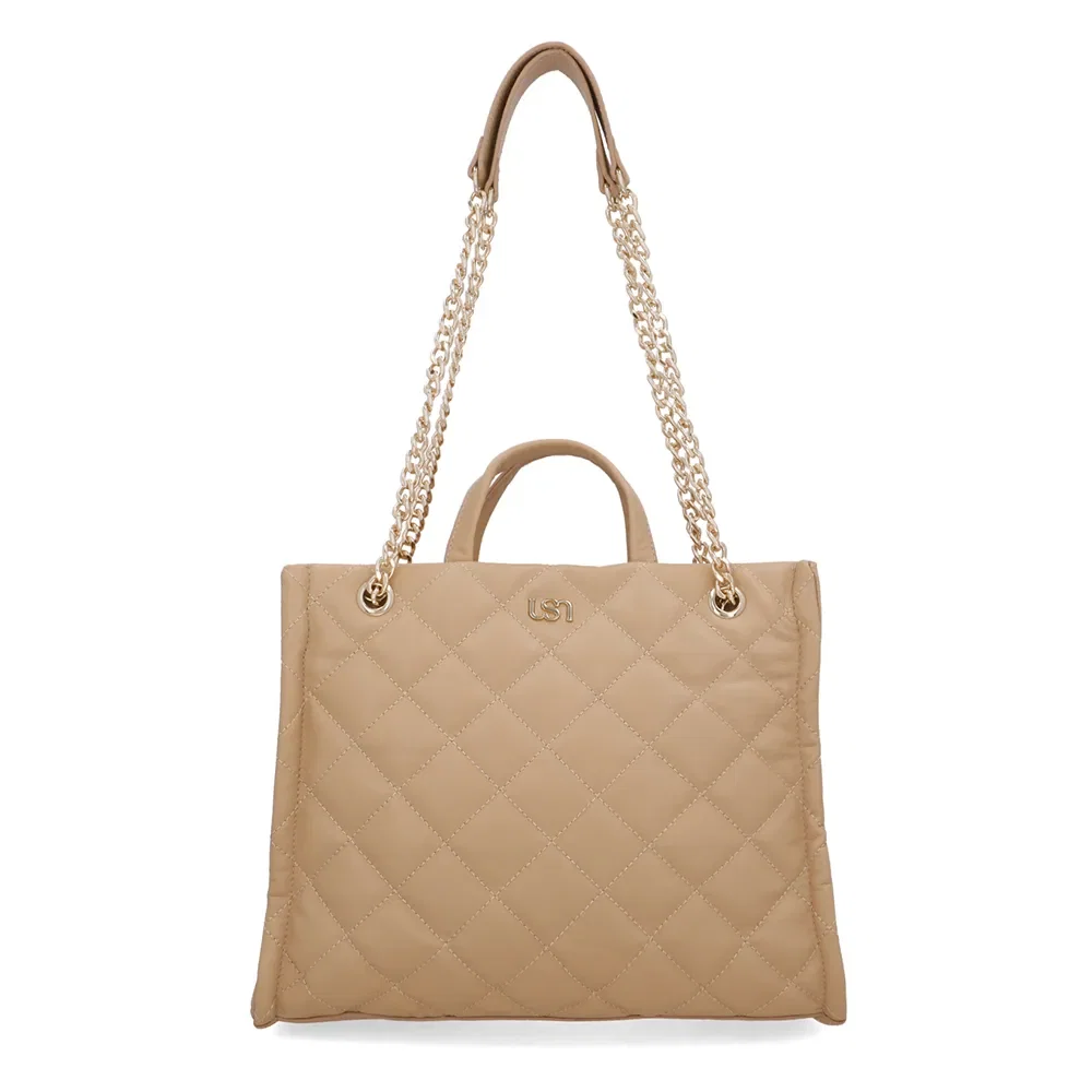 Bolsa Shopper Couro Metalassê Bege — imagem 1