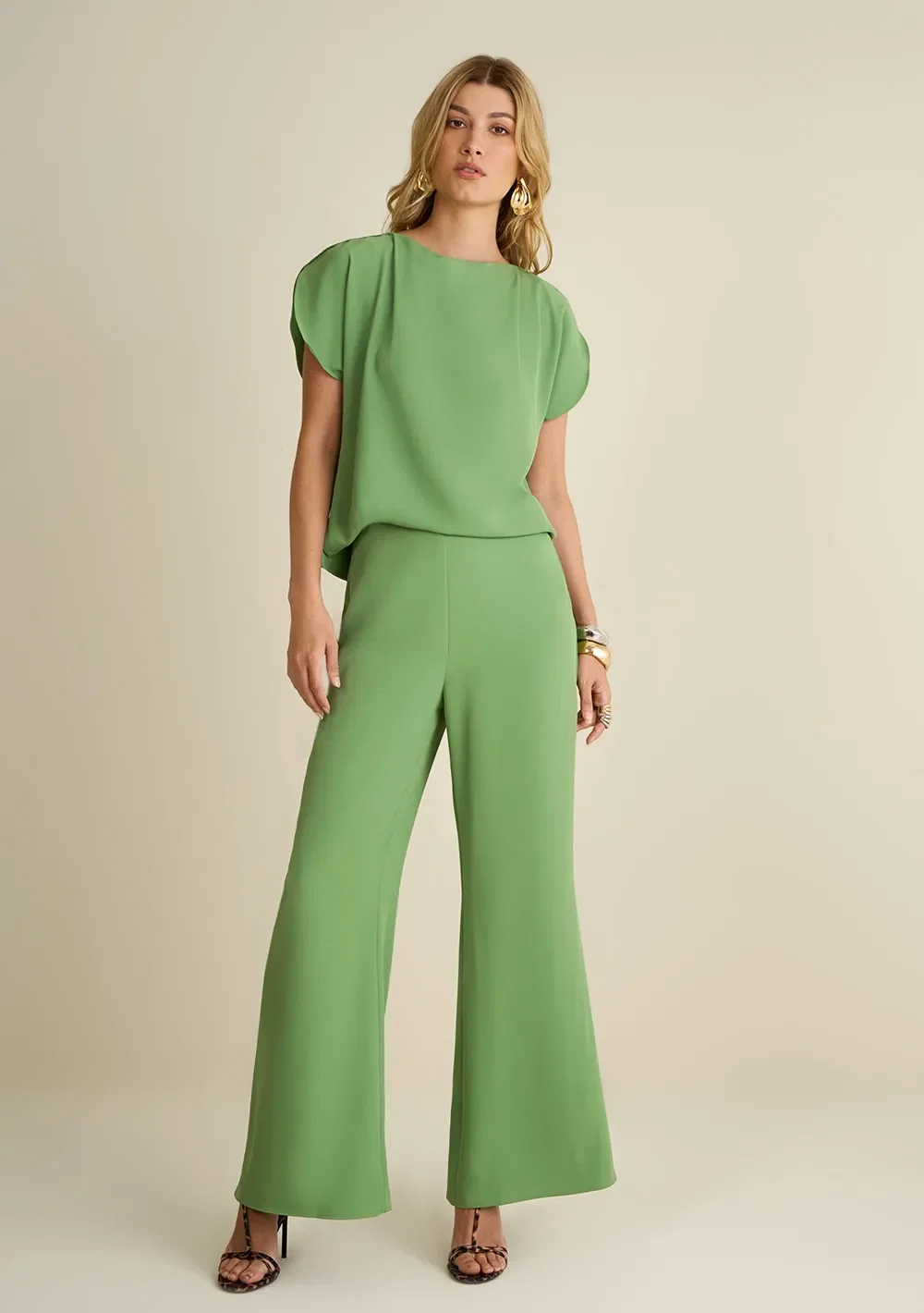 Calça Morena Rosa Flare Alta Verde