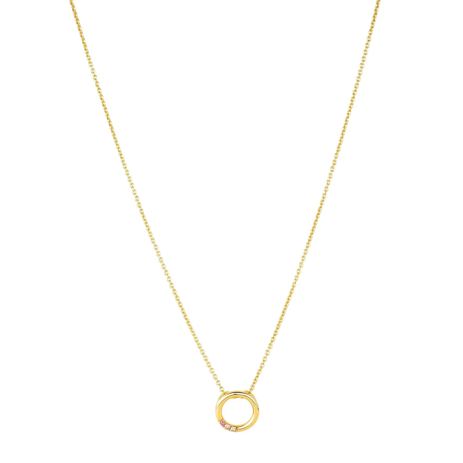 Colar Life Shine II em Prata 925 com Banho de Ouro Amarelo 18k e Pedras Rosas, 45cm — imagem 1
