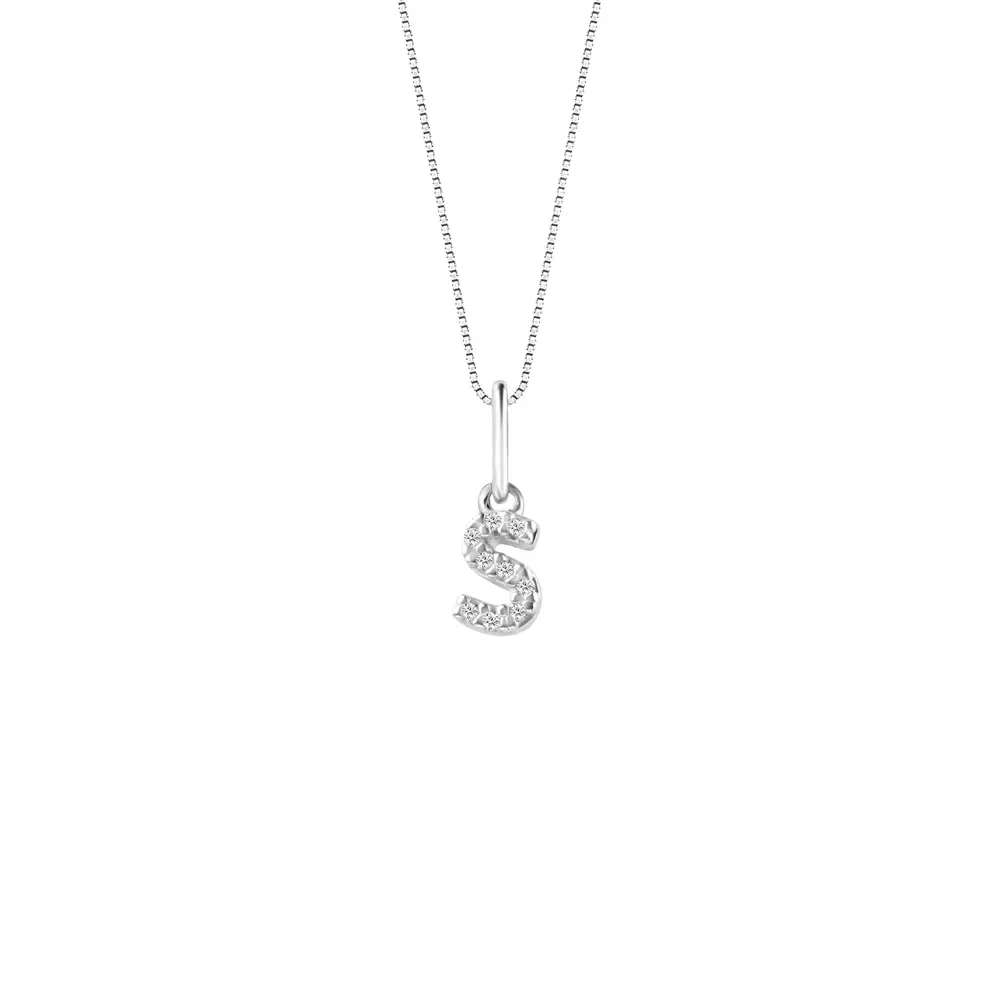 Pingente Letra S em Ouro Branco 18k com Diamantes 0,04 ct — imagem 1