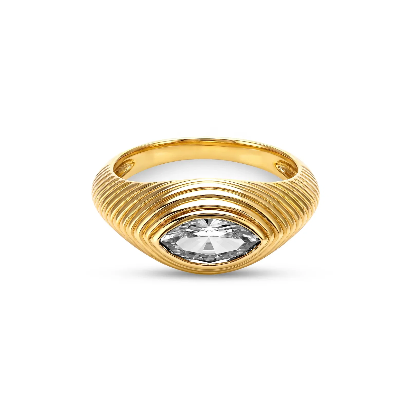 Anel Life Intenção em Prata 925 com Banho de Ouro Amarelo 18k e Zircônia Incolor