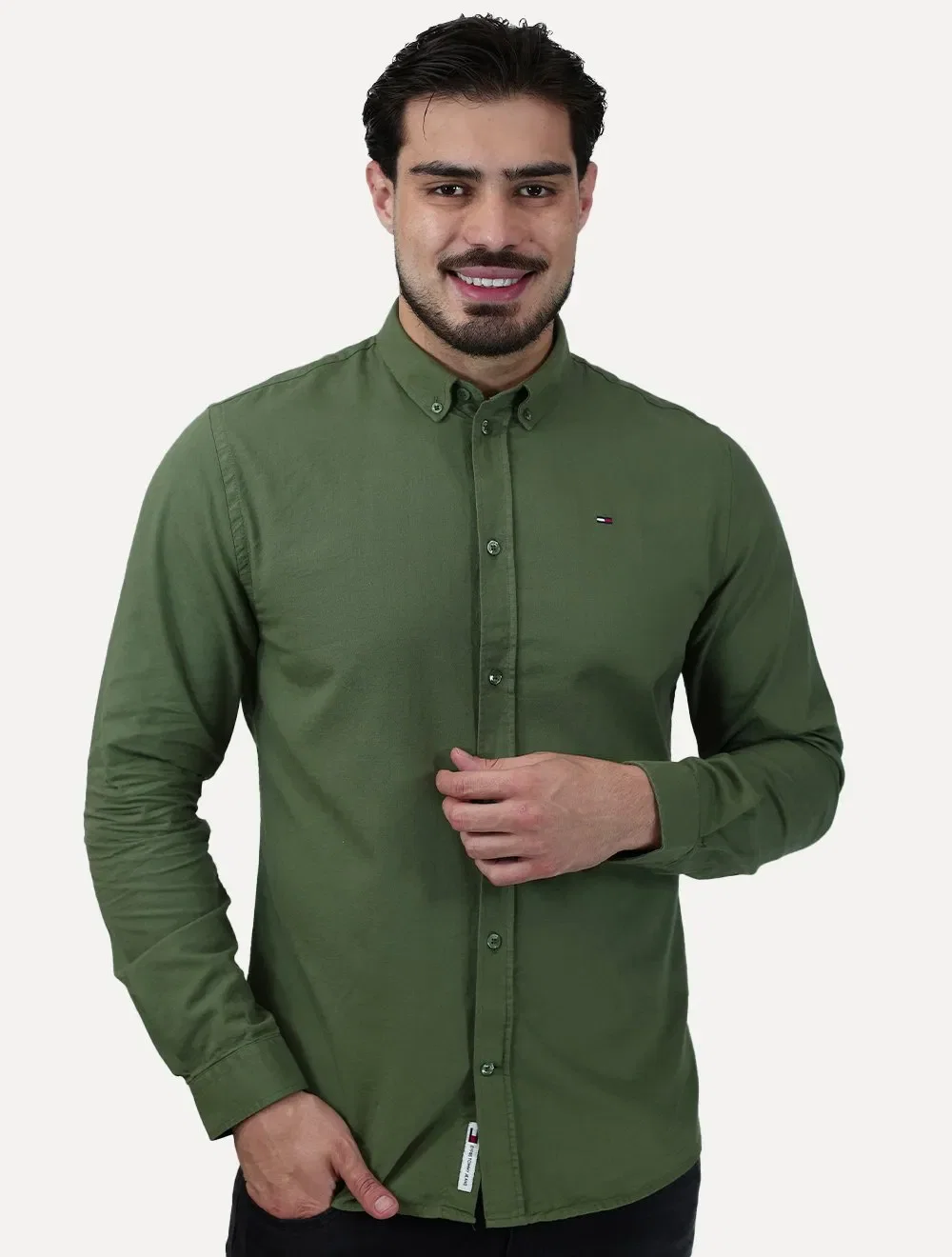 Camisa Tommy Hilfiger Masculina Oxford Regular Verde Sálvia — imagem 1