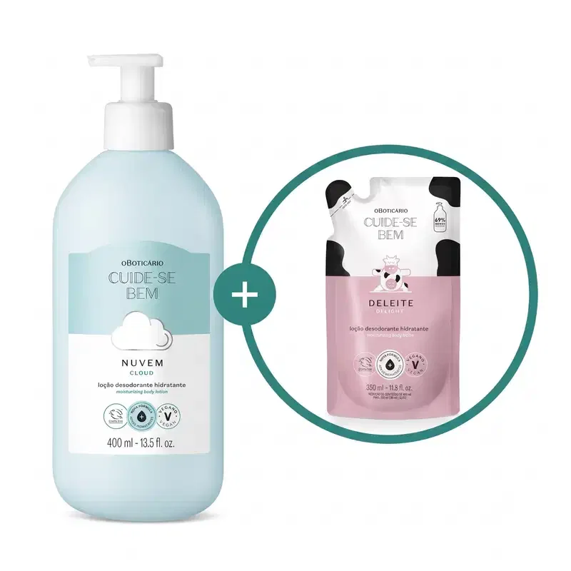 Combo Cuide-se bem: Loção Corporal Nuvem 400ml + Refil Deleite 350ml — imagem 1