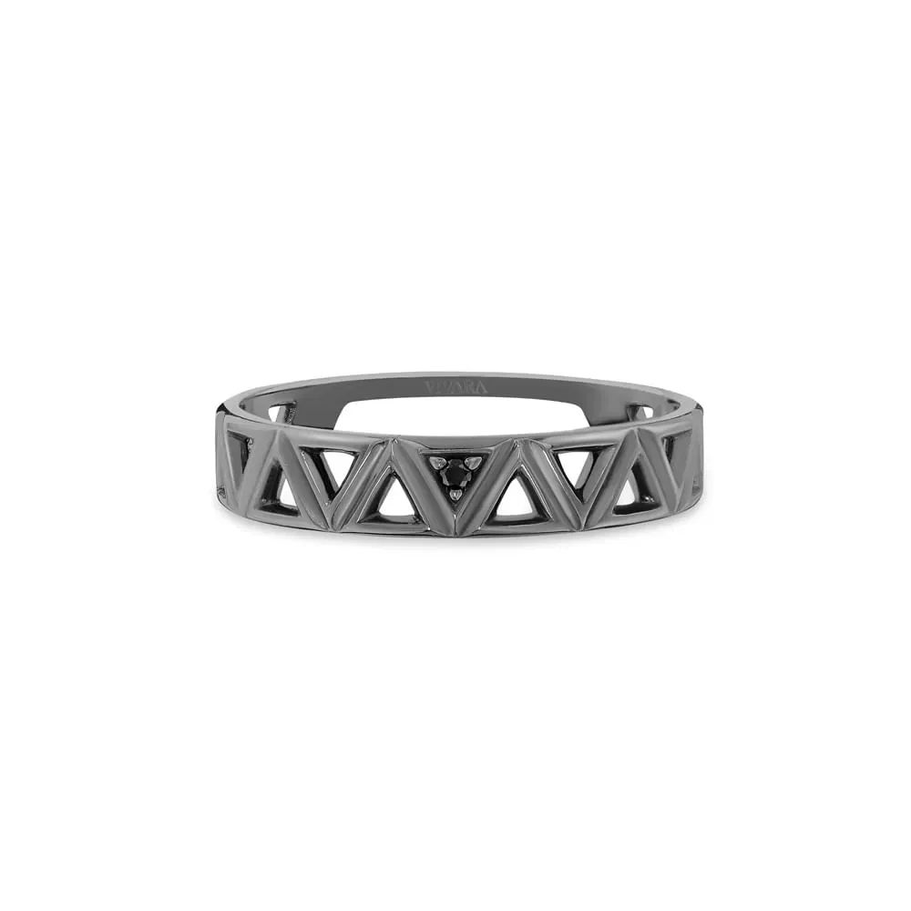 Anel Icona em Prata 925 com Ródio Negro e Diamante Negro — imagem 1