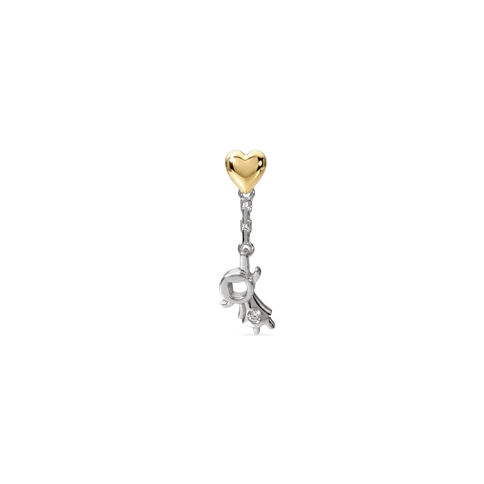 Pingente Mama Menina em Prata 925 e Ouro Amarelo 18k com Safira Incolor — imagem 1