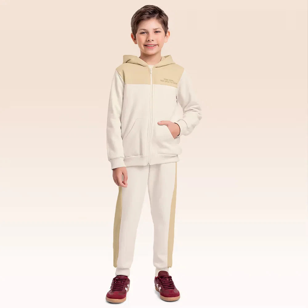 Conjunto jaqueta com capuz e calça
