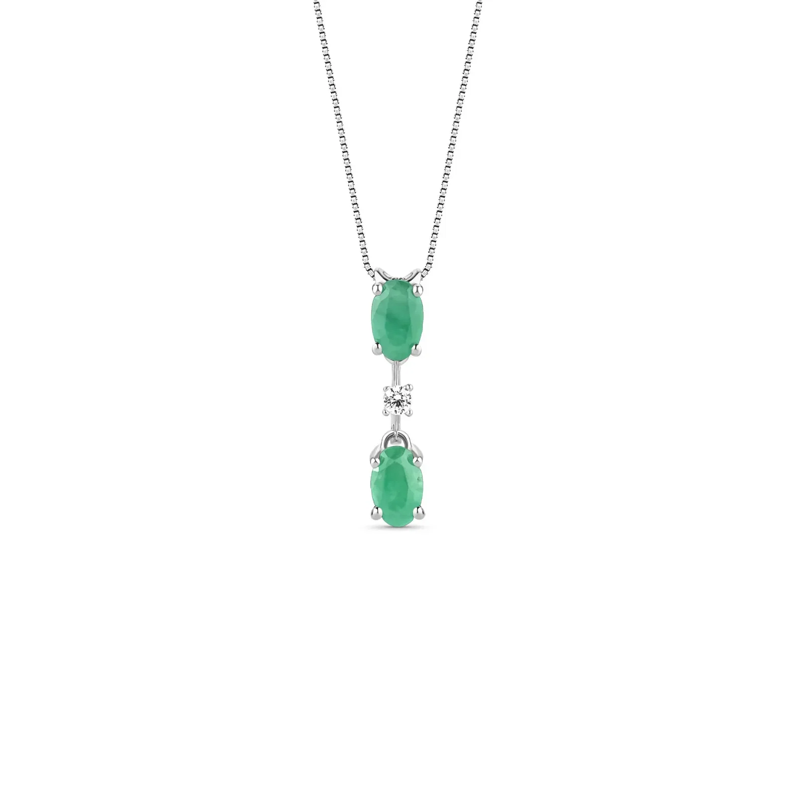 Pingente Duquesa em Ouro Branco 18k com Esmeraldas e Diamantes 0,04 ct — imagem 1