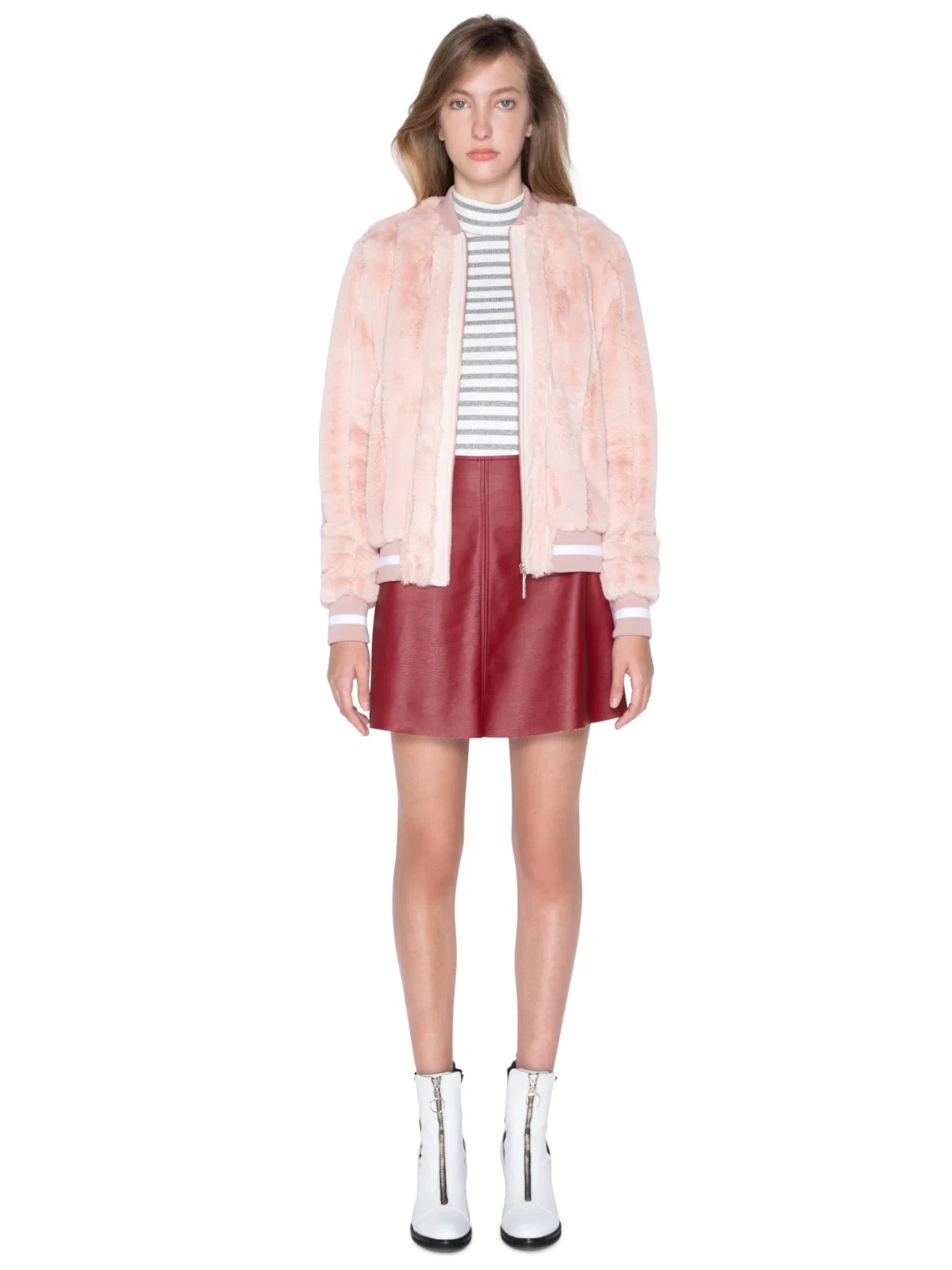 Fur Chinchila Bomber Rosê
