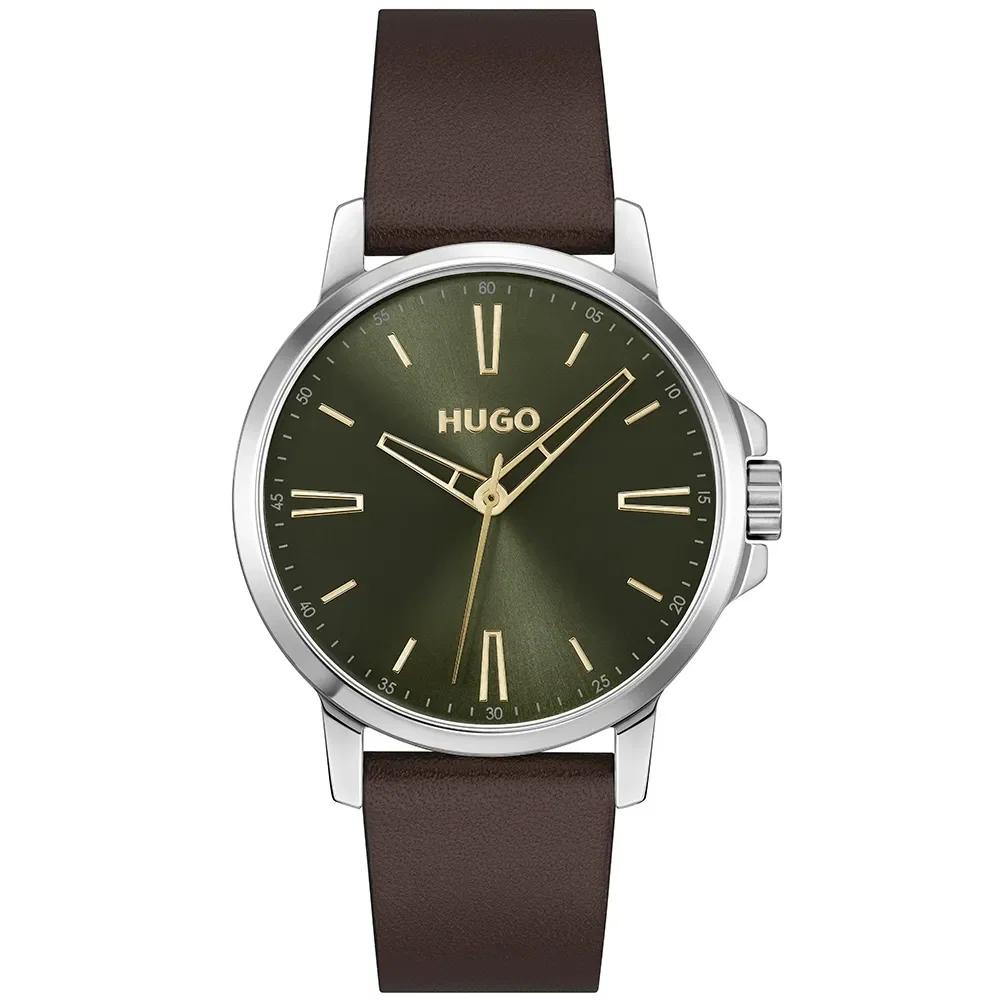 Relógio Hugo Smooth Masculino em Couro Marrom 1530418