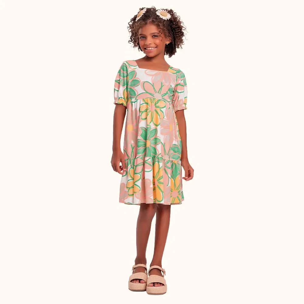 Vestido floral em meia malha