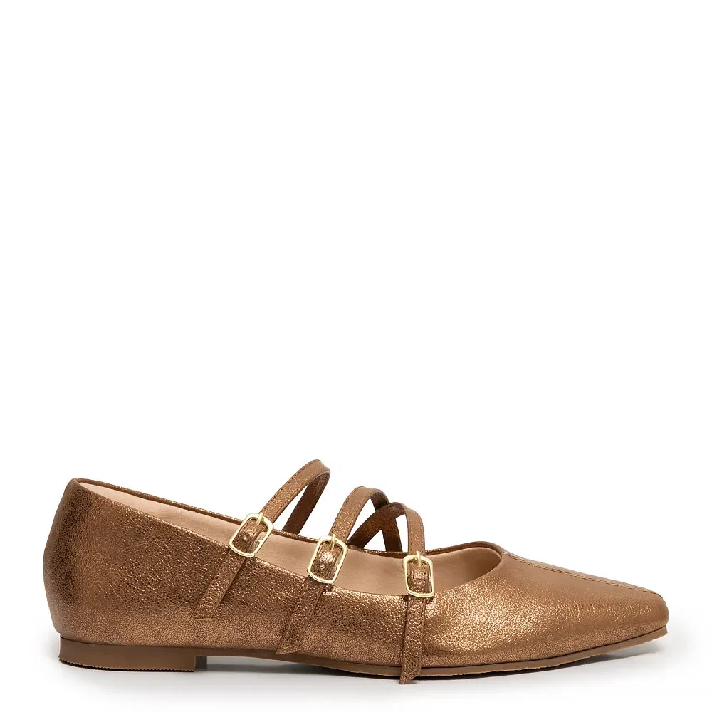 Sapatilha Bronze Boneca Fivelas