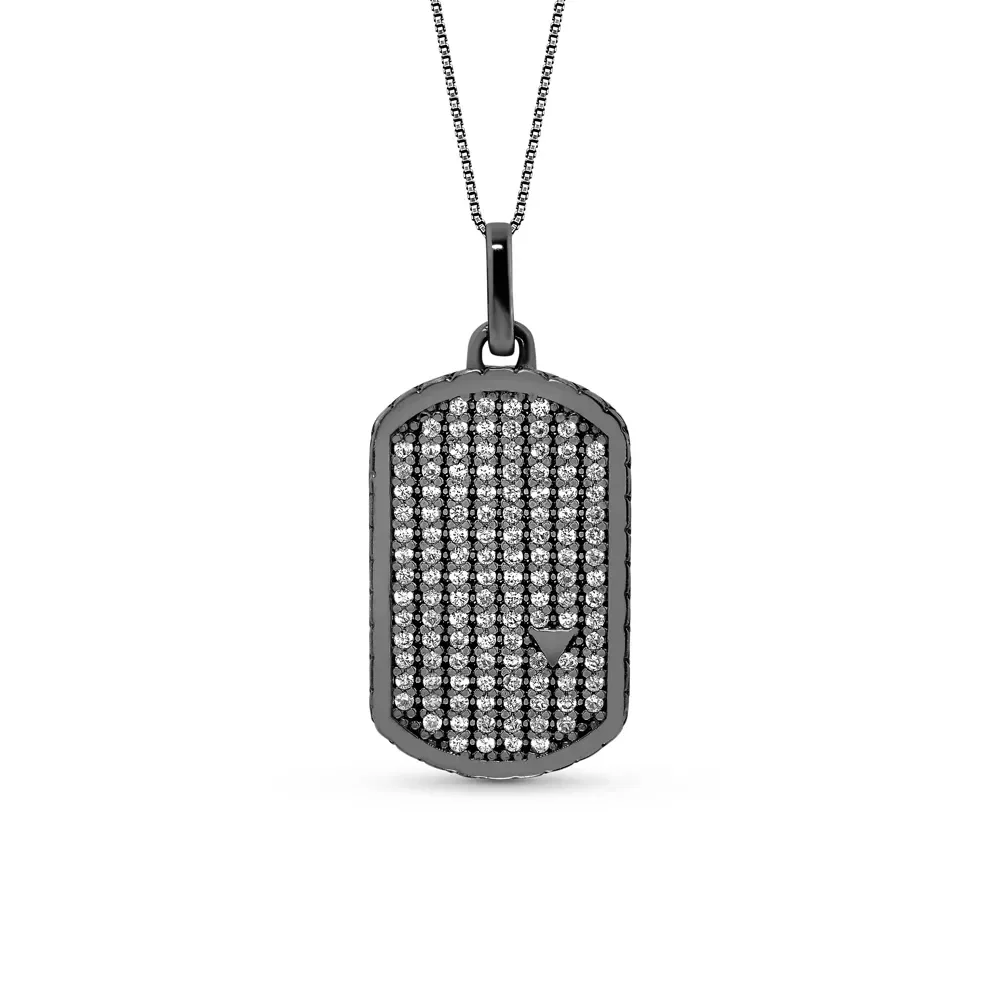 Pingente Argos em Prata 925 com Ródio Negro e Safiras Incolores, 33mm — imagem 1