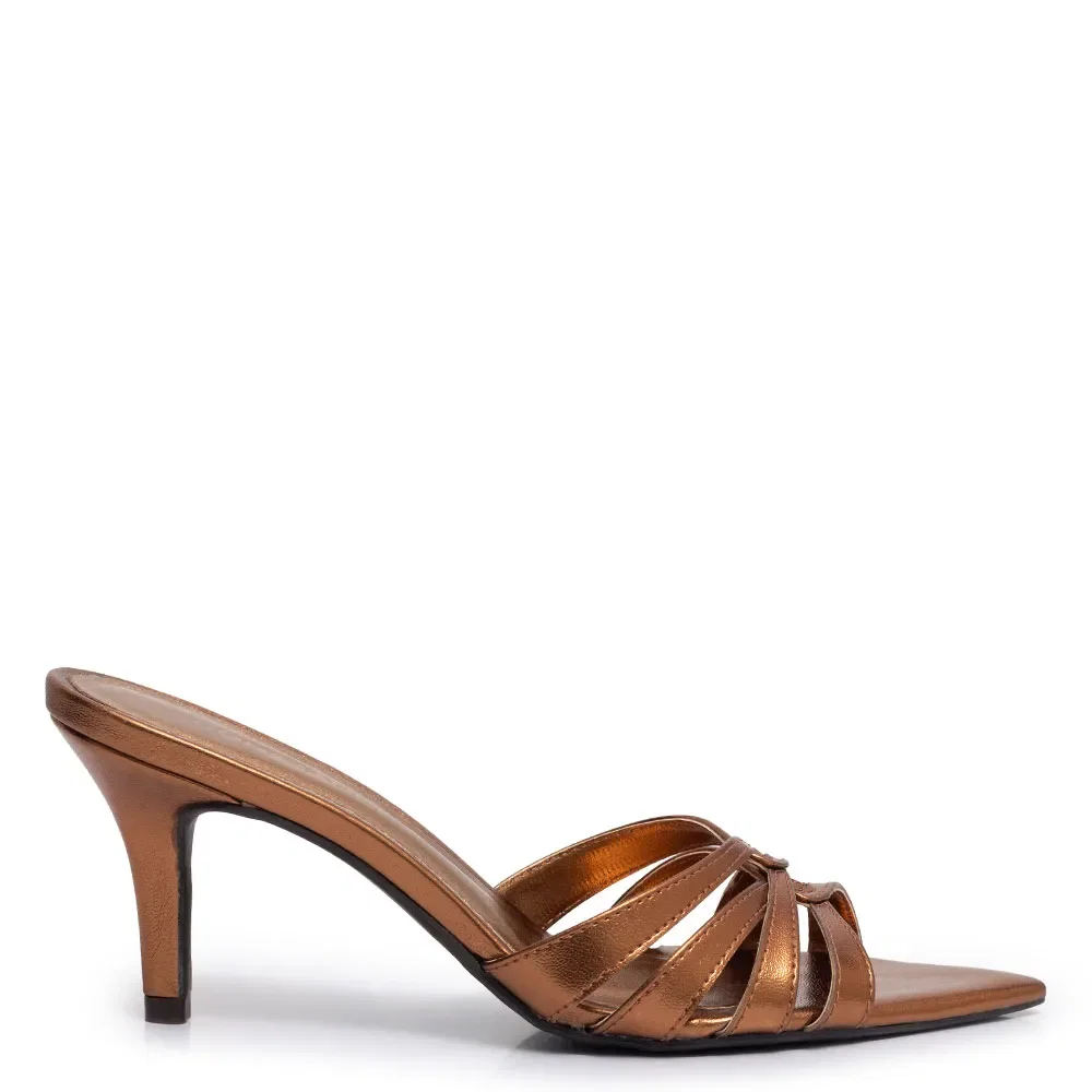 Tamanco Bronze Bico Folha
