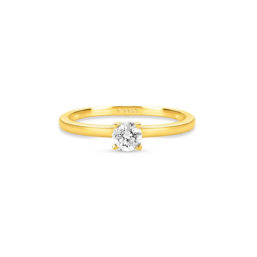Anel Solitário Classic em Ouro Amarelo 18k com 0,30ct de Diamante