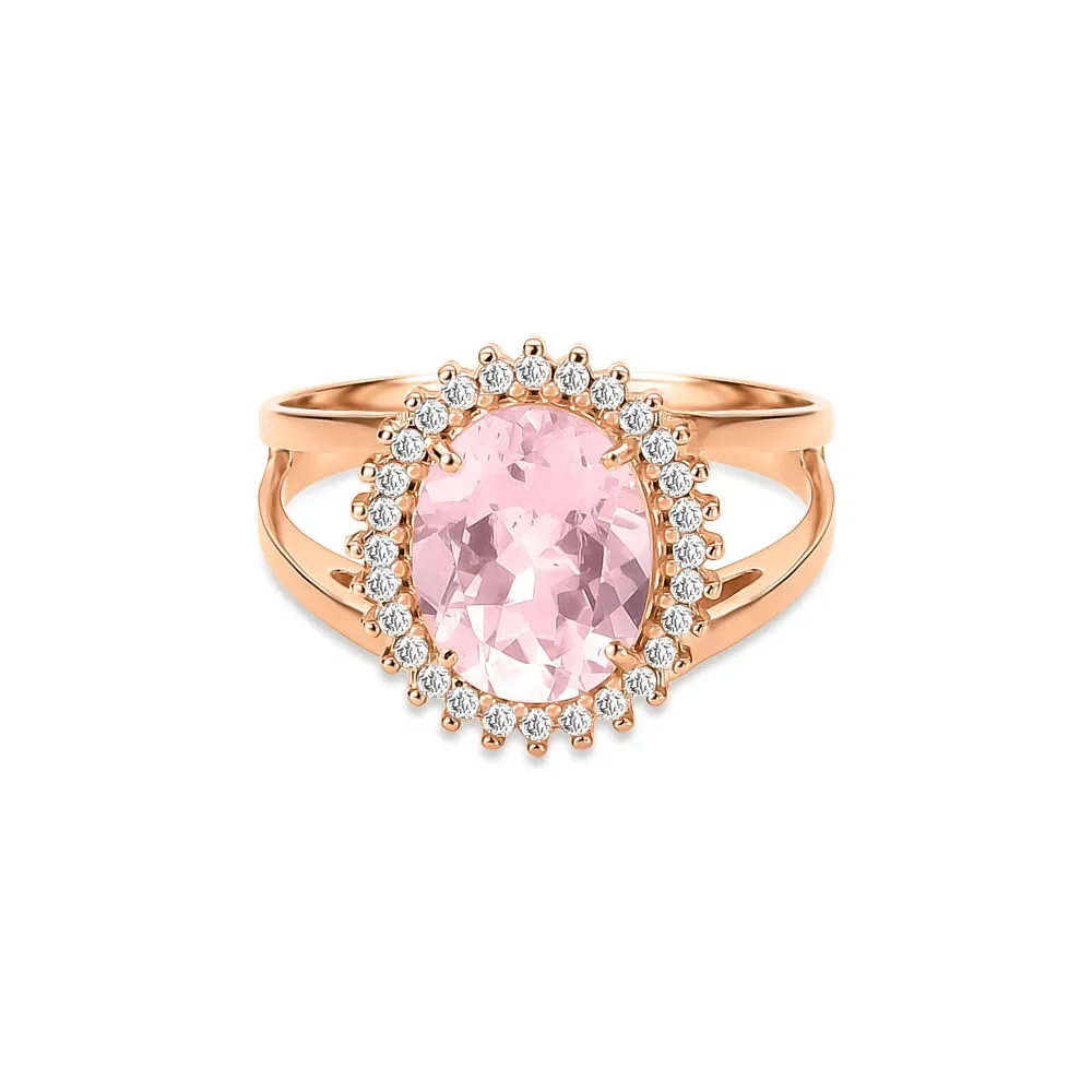 Anel Alvorada em Ouro Rosé 18k com Quartzo e Diamantes — imagem 1