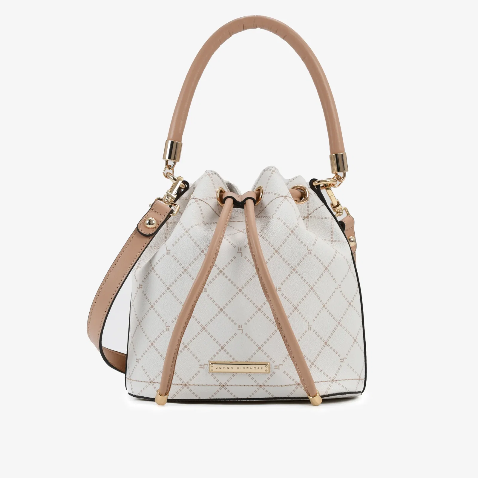 Bolsa Saco Monograma Jb Off White Linho Nude — imagem 1