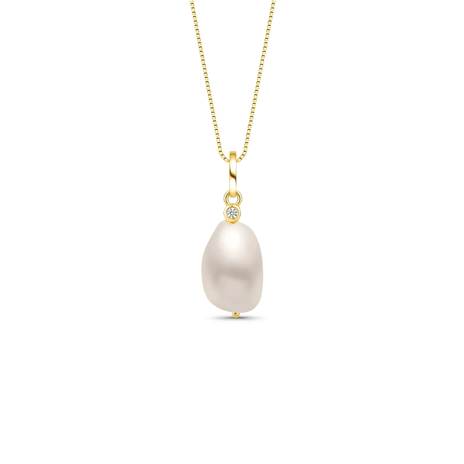 Pingente Orla em Ouro Amarelo 18k com Pérola e Safira Incolor — imagem 1