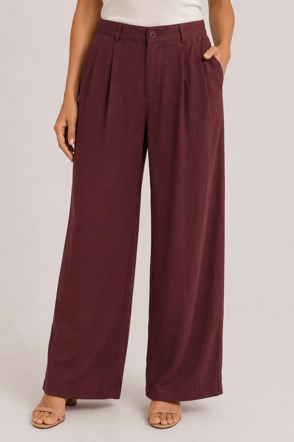 Calça Alfaiataria Pregas - Vinho