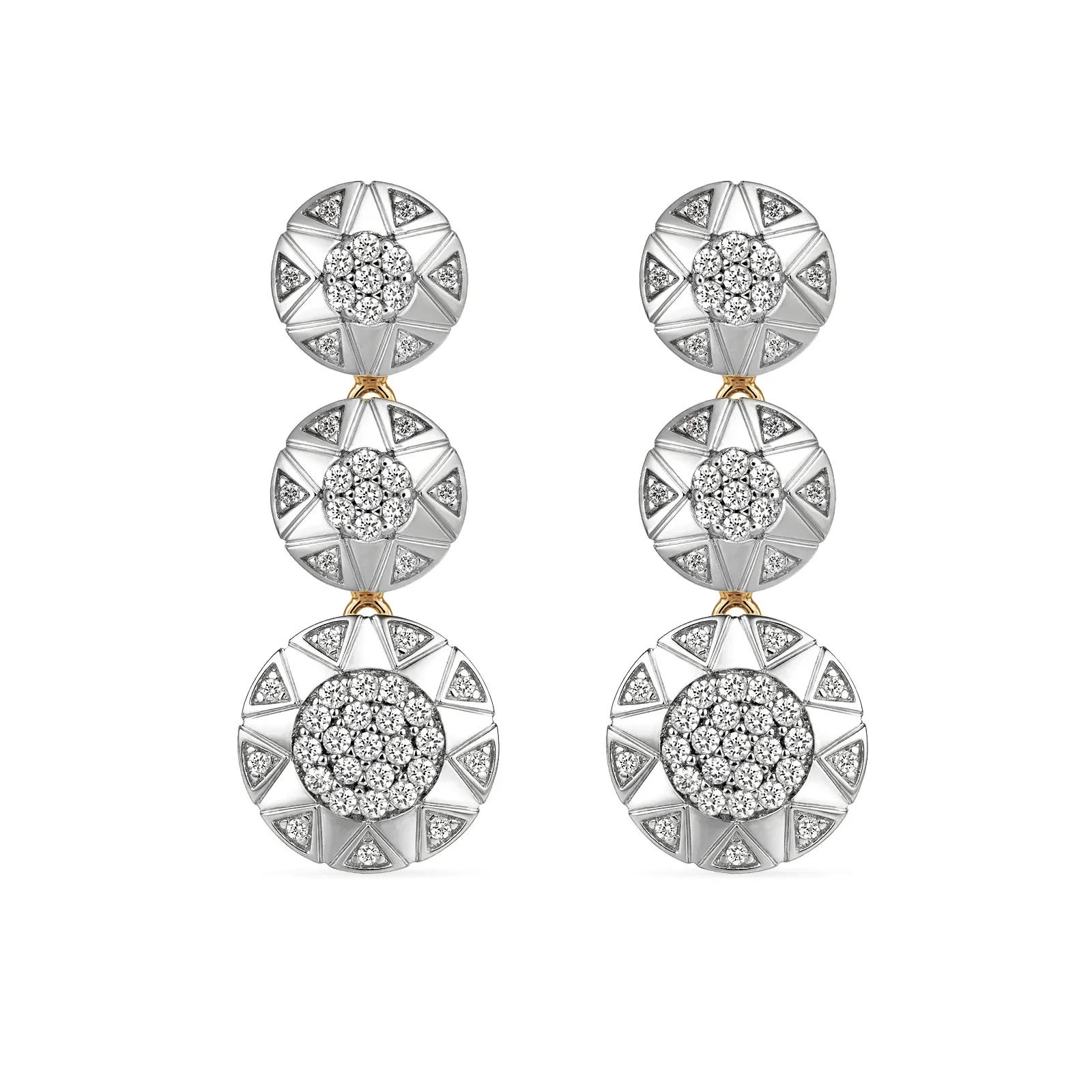 Brinco Soleil em Ouro Amarelo 18k com Banho de Ródio Branco e Diamantes, 0,87ct — imagem 1