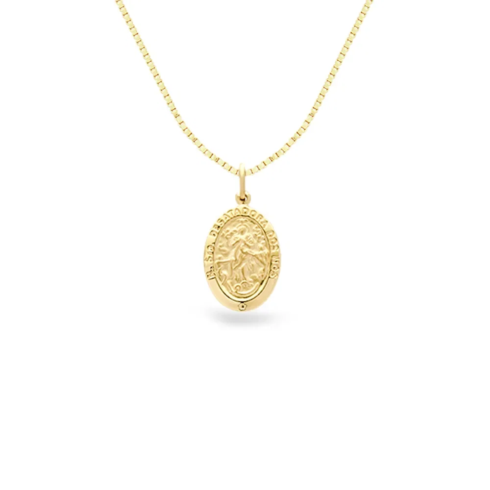 Pingente Medalha N.Sra Desatadora dos Nós em Ouro Amarelo 18k, 26.3mm — imagem 1