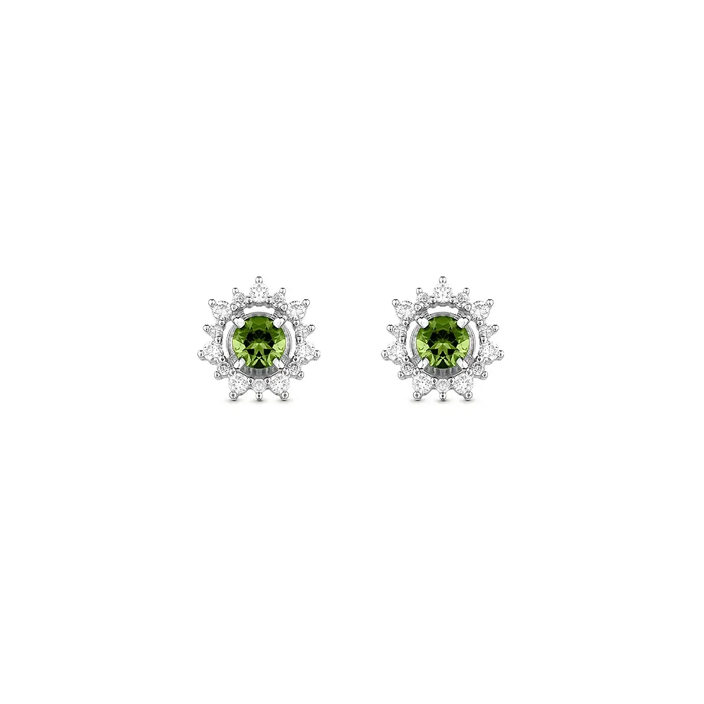 Brinco Olympia em Ouro Branco 18k com Turmalinas Verdes e Diamantes — imagem 1