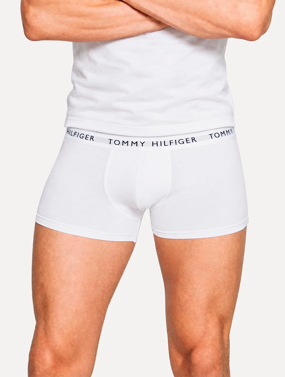 Cueca Tommy Hilfiger Masculina Cotton Boxer Trunk Branca Pack 5UN
