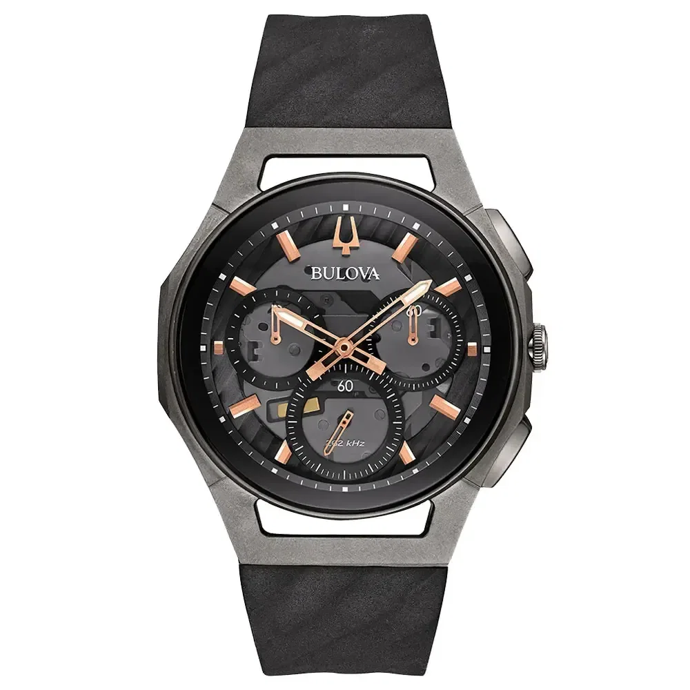 Relógio Bulova Curv Masculino Borracha Preta 98A162 — imagem 1