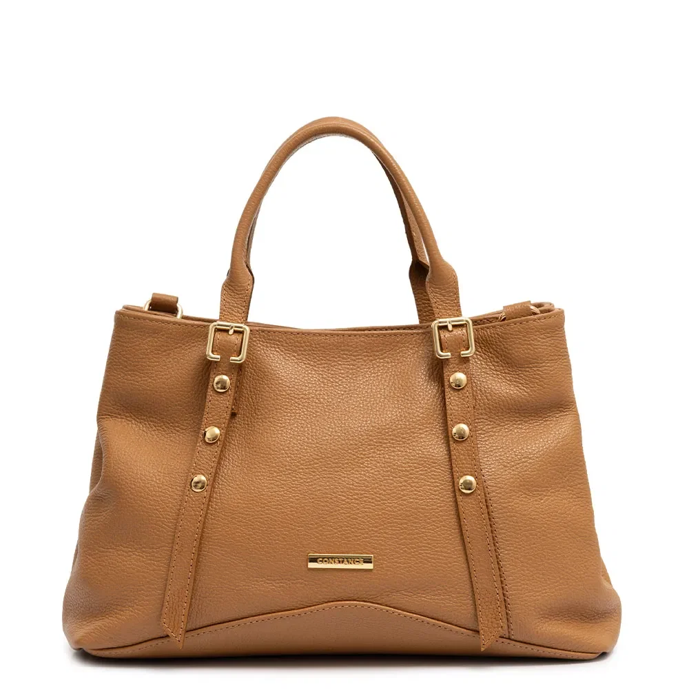 Bolsa Tote Couro Tachas Caramelo — imagem 1